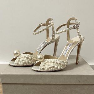 Jimmy Choo Sacora 100mm Pearl Satin Sandal